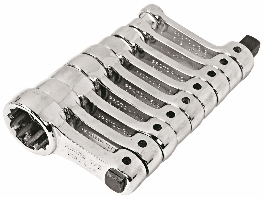 J5100 - zestaw 9 kluczy oczkowych 12 kątnych calowych 3/8"-7/8", z zabierakiem kwadratowym 3/8"