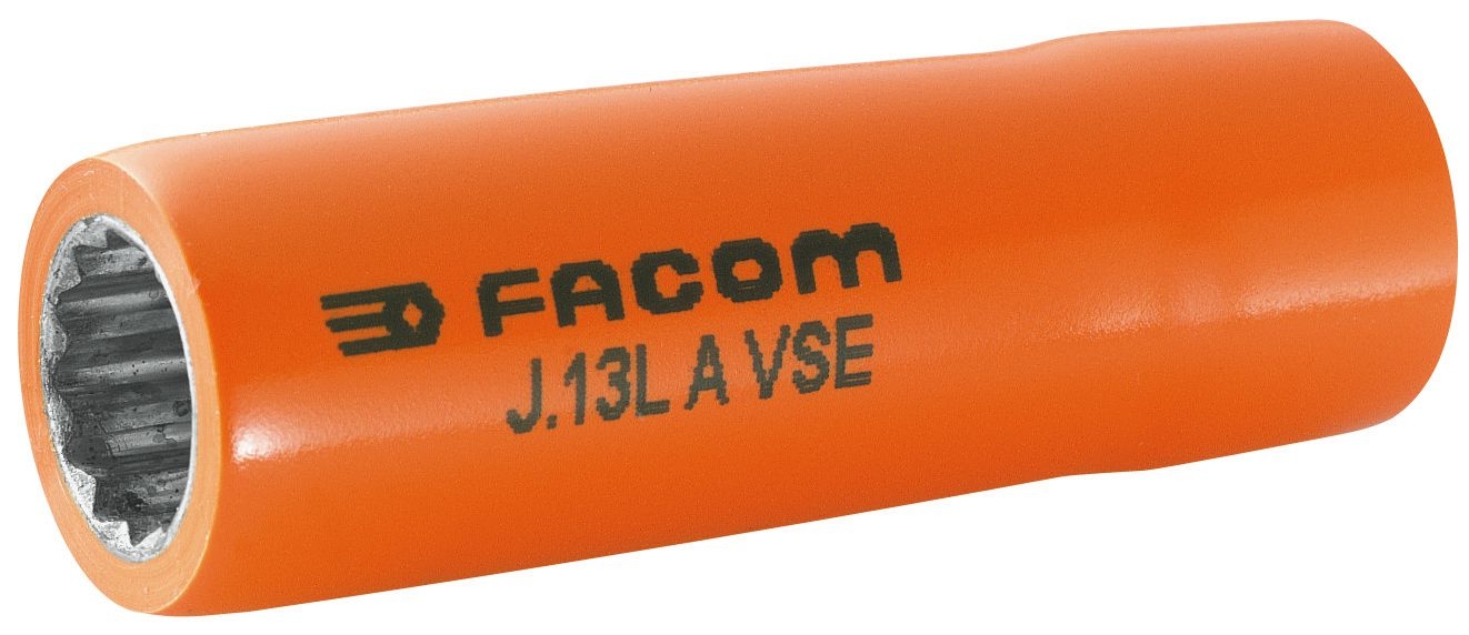 Seria J.LAVSE - 1,000 Volt insulated long 12-point 3/8" sockets, 8 - 19 mm