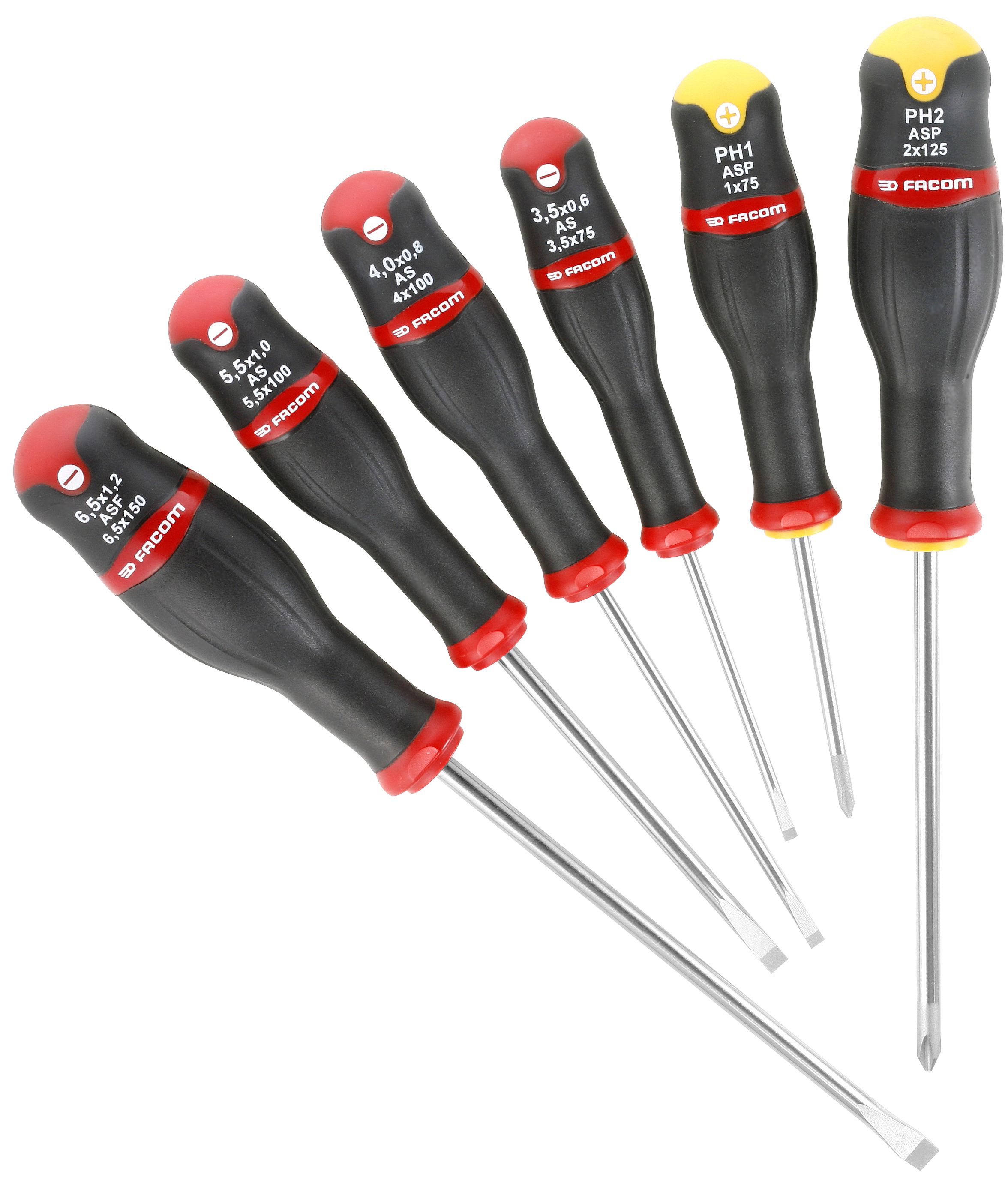 Sets of screwdrivers with sand-blasted tip
