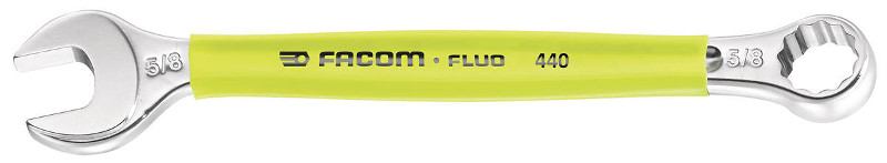 440F - Klucze oczkowo-płaskie calowe, 1/4" - 1' - FLUO