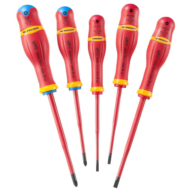 AD.J5TVEPB - zestaw 5 wkrętaków z ekstra cienkim grotem, płaskie i PZ AD.J5TVEPB - zestaw 5 wkrętaków z ekstra cienkim grotem, płaskie i PZ