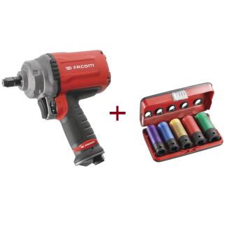 NS.3000FPROM - zestaw klucza udarowego  1/2" 1700 Nm i 5 nasadek aluminiowych 15 - 22 mm