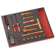 MODM.VSEHYPB - moduł narzędzi do pojazdów hybrydowych, nasadki izolowane 3/8", 8 - 14 mm, na wkładce piankowej