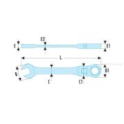 467F.7/16 - klucz oczkowo-płaski grzechotkowy przegubowy, 7/16"