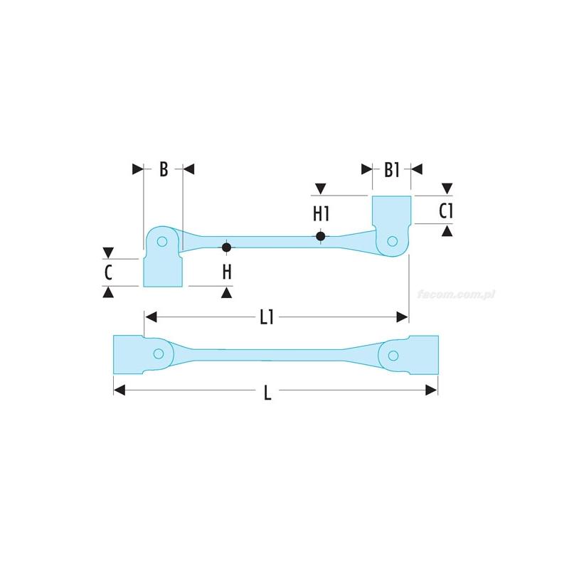 66A.22X24 - Klucz nasadowy przegubowy, 22x24 mm
