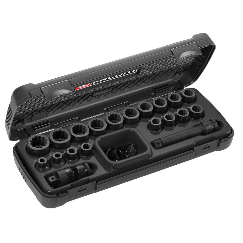 NSD.500 - zestaw 18 nasadek udarowych 1/2” od 8 do 27 mm