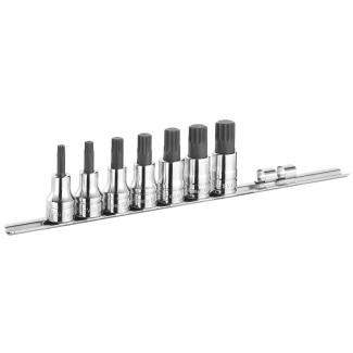 SV.J7 - Zestaw 7 nasadek krótkich 1/2” XZN na stojaku, M6 - M18