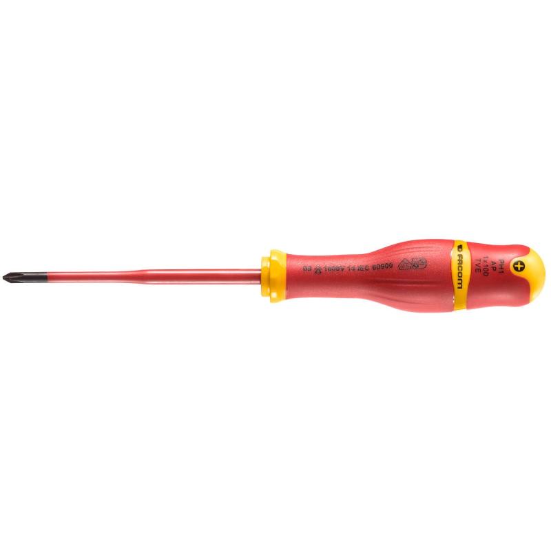 AP1X100TVE - Wkrętak izolowany 1000V Protwist® z cienkim grotem, do śrub krzyżakowych PHILLIPS®, PH1 AP1X100TVE - Wkrętak izolowany 1000V Protwist® z cienkim grotem, do śrub krzyżakowych PHILLIPS®, PH1