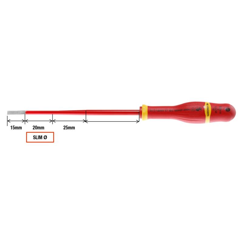 AP1X100TVE - Wkrętak izolowany 1000V Protwist® z cienkim grotem, do śrub krzyżakowych PHILLIPS®, PH1 AP1X100TVE - Wkrętak izolowany 1000V Protwist® z cienkim grotem, do śrub krzyżakowych PHILLIPS®, PH1