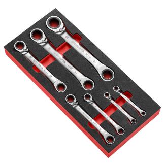 MODM.65SPL7 - Moduł 7 kluczy oczkowych grzechotkowych, odchylonych 15°, spline 7-30