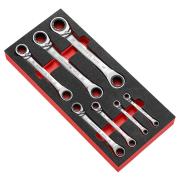 MODM.65SPL7 - Moduł 7 kluczy oczkowych grzechotkowych, odchylonych 15°, spline 7-30