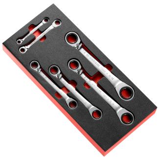 MODM.65JU6 - Moduł 6 kluczy oczkowych grzechotkowych, odchylonych 15°, 1/4"- 15/16"