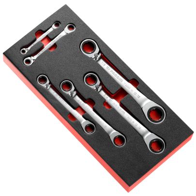 MODM.65JU6 - Moduł 6 kluczy oczkowych grzechotkowych, odchylonych 15°, 1/4"- 15/16"