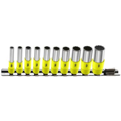 REL.40UF - Zestaw nasadek 1/4" długich calowych fluo 