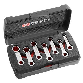 J.J7RU - zestaw 7 końcówek oczkowych z zabierakiem 3/8", calowych 1/4" - 5/8"