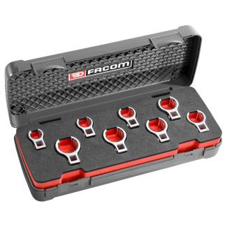 J.J8FLU - zestaw 8 końcówek widełkowych Crowfoot 3/8" do rur, calowych 5/8" - 1'1/16"