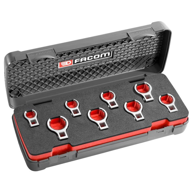 J.J8FLU - zestaw 8 końcówek widełkowych Crowfoot 3/8" do rur, calowych 5/8" - 1'1/16"