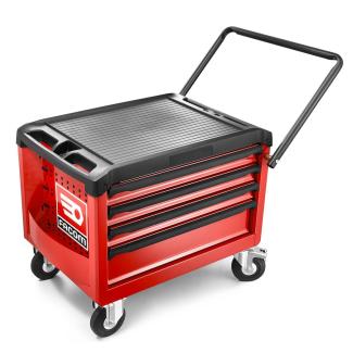 ROLL.CR4M3 - mobile chest - 4 drawers - 3 modules per drawer, red