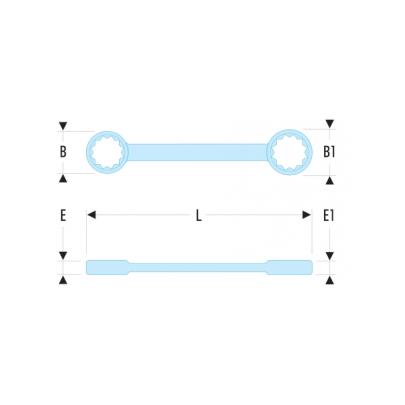 56L.6X7 - long-reach metric offset ring wrenches with 10° angle, 6x7 mm