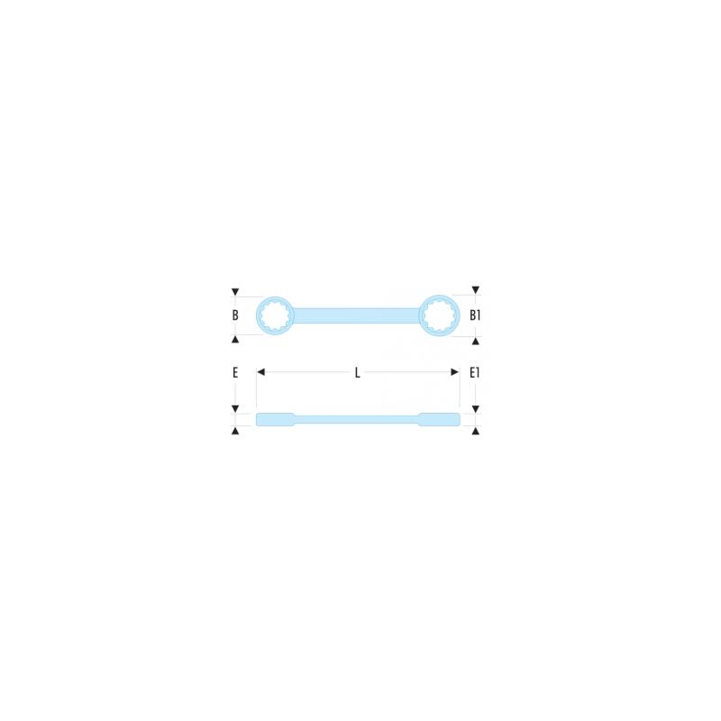 56L.21X23 - long-reach metric offset ring wrench with 10° angle, 21x23 mm 56L.21X23 - long-reach metric offset ring wrench with 10° angle, 21x23 mm