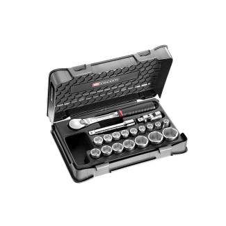 SL.161-2P6 - 19 piece 1/2" metric 6-point sockets set