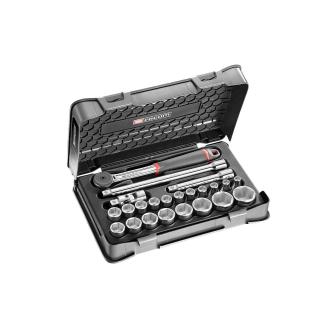 S.161-3P6 - 23 piece 1/2" metric 6-point sockets set