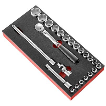 MODM.SL161-36 - 1/2" metric 6-point sockets foam module