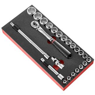 MODM.SL171-36 - 1/2" metric 6-point sockets foam module