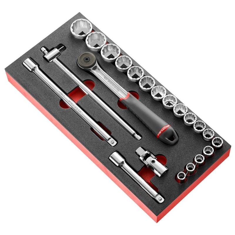 MODM.S161-212U - moduł nasadek 1/2", 12-kątnych, 3/8" - 1'1/4", wkladka piankowa