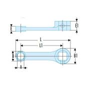 J.20SPR - klucz oczkowy z zabierakiem kwadratowym 3/8", 12-kątny, 20 mm