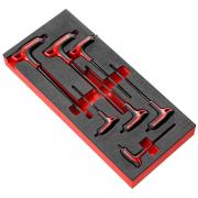 MODM.89TXA - Moduł 7 kluczy trzpieniowych TORX, z rękojeścią oprawianą "T", T10 - T40, na wkładce piankowej MODM.89TXA - Moduł 7 kluczy trzpieniowych TORX, z rękojeścią oprawianą "T", T10 - T40, na wkładce piankowej