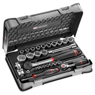 RS.360-1 - zestaw nasadek 1/4" i 1/2", 6-kątnych w kasecie, 5,5 mm - 27 mm