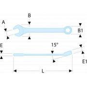 39.3/16HF - Klucz oczkowo-płaski krótki 3/16 fluo 39.3/16HF - Klucz oczkowo-płaski krótki 3/16 fluo