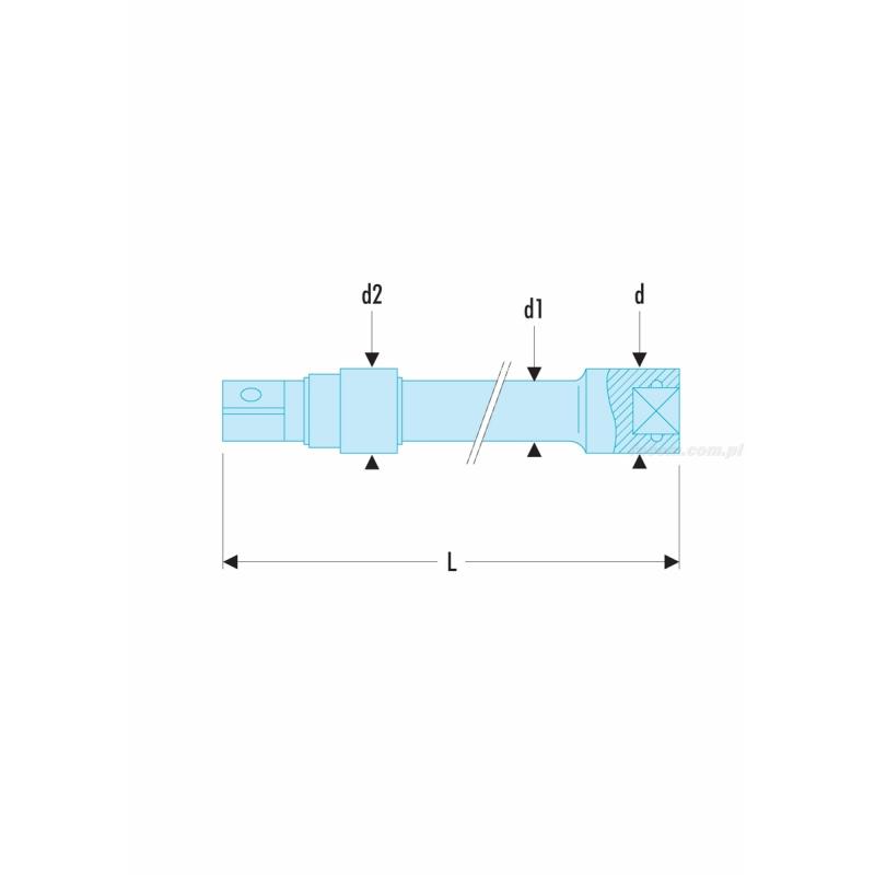 J.215RC - przedłużacz 3/8" z blokadą, 250 mm J.215RC - przedłużacz 3/8" z blokadą, 250 mm