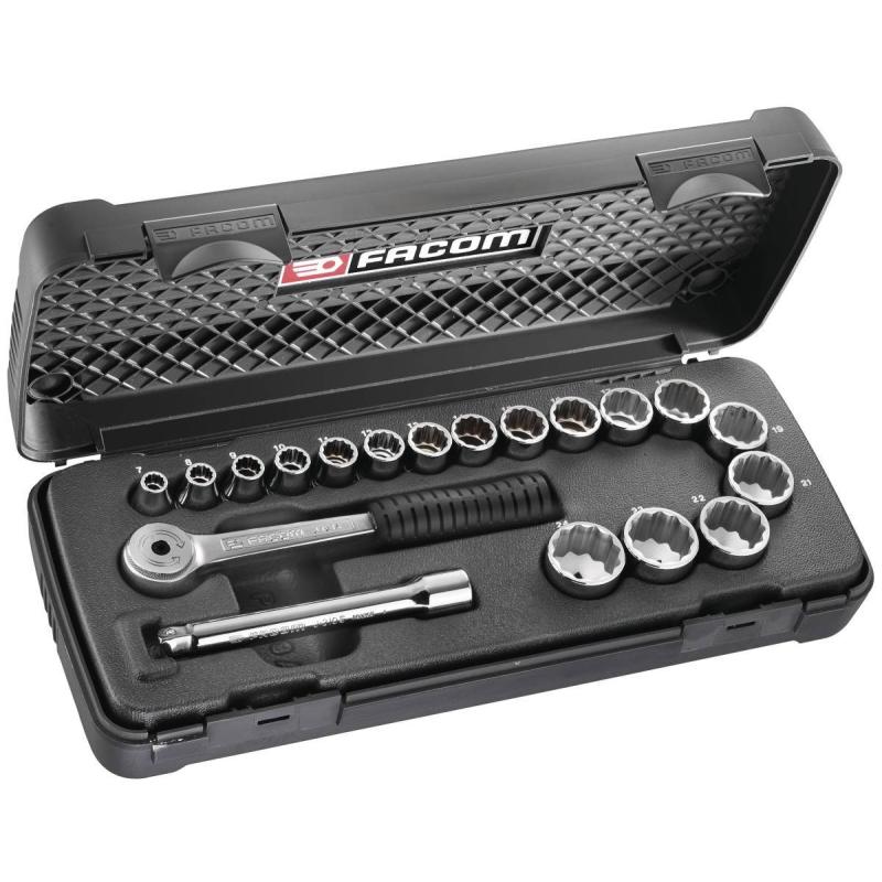 J.420E - zestaw nasadek 3/8" w kasecie, 7 mm - 24 mm