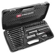 J.447E - zestaw nasadek 3/8" i kluczy  w kasecie, 7 mm - 17 mm