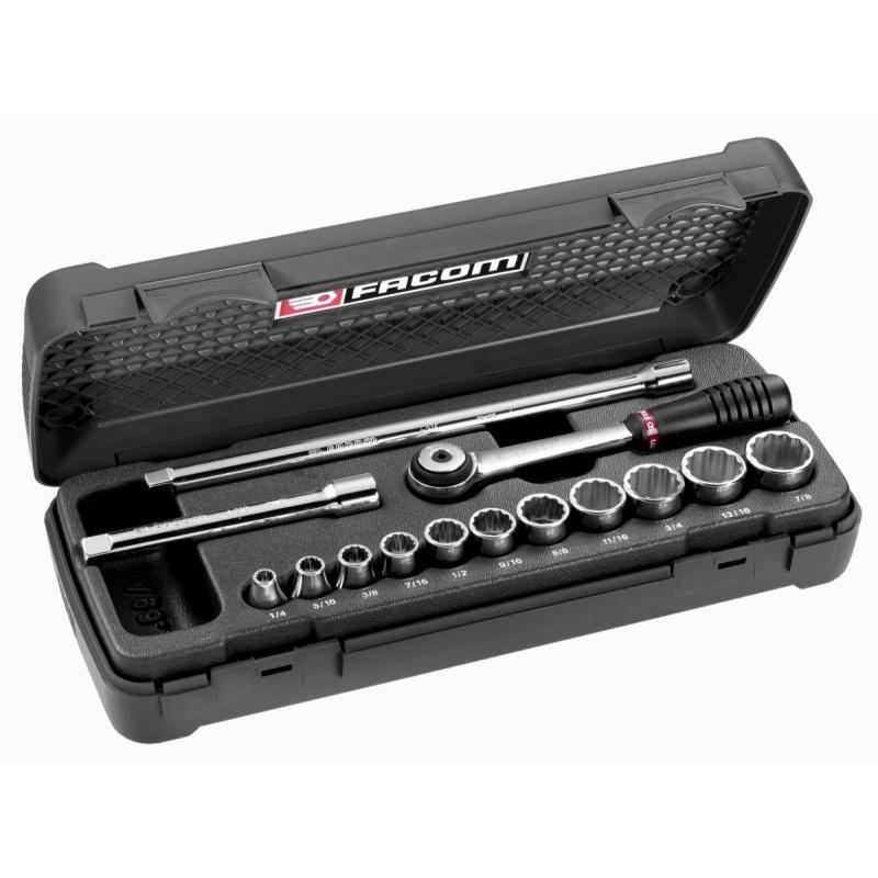 J.420AU - zestaw nasadek 3/8" w kasecie, 1/4" - 1"