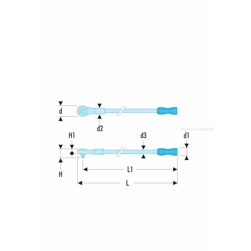 K.154B - grzechotka 3/4" z rękojeścią demontowalną