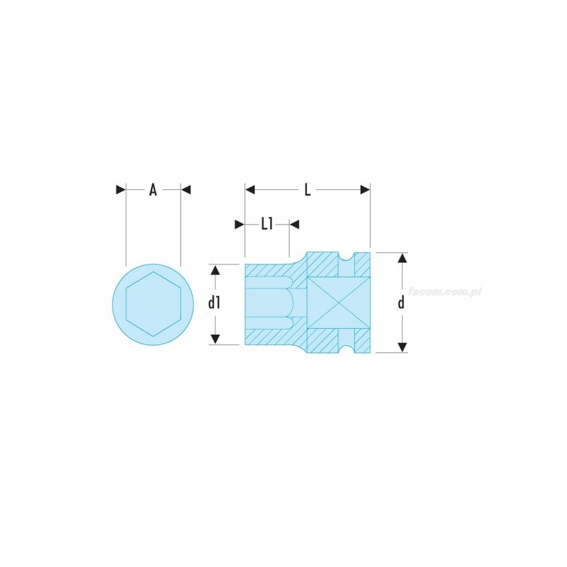 NK.36A - nasadka 3/4" 6-kątna, udarowa, 36 mm