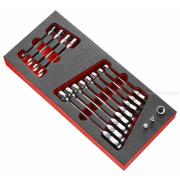 MODM.467FJ12 - moduł 12 kluczy oczkowo płaskich przegubowych grzechotkowych i adapterów na wkładce piankowej MODM.467FJ12 - moduł 12 kluczy oczkowo płaskich przegubowych grzechotkowych i adapterów na wkładce piankowej