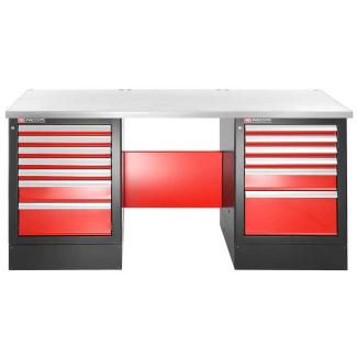 JLS2-2MS13DH - stół warsztatowy 2 m, blat metalowy, 13 szuflad, wysoki