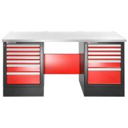 JLS2-2MS13DH - stół warsztatowy 2 m, blat metalowy, 13 szuflad, wysoki