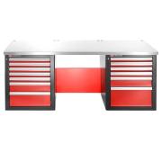 JLS2-2MS13DL - stół warsztatowy 2 m, blat metalowy, 13 szuflad, niski