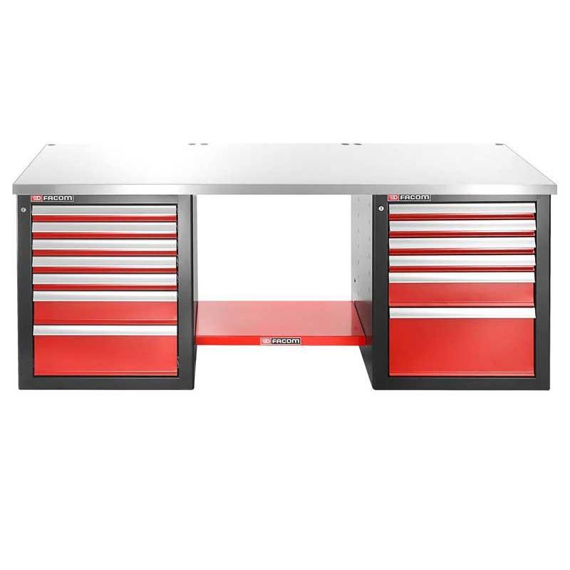 JLS2-2MS13DL - stół warsztatowy 2 m, blat metalowy, 13 szuflad, niski