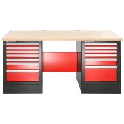 JLS2-2MW13DH - stół warsztatowy 2 m, blat drewniany, 13 szuflad