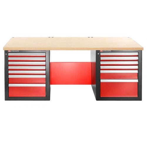 JLS2-2MW13DL - workbench 2 m, wooden worktop, 13 drawers, low version