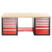 JLS2-2MW13DL - stół warsztatowy 2 m, blat drewniany, 13 szuflad JLS2-2MW13DL - stół warsztatowy 2 m, blat drewniany, 13 szuflad