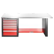 JLS2-2MS7DL - stół warsztatowy 2 m, blat metalowy, 7 szuflad, niski
