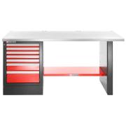 JLS2-2MS7DH - stół warsztatowy 2 m, blat metalowy, 7 szuflad, wysoki