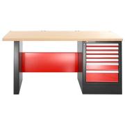 JLS2-2MW7DH - stół warsztatowy 2 m, blat drewniany, 7 szuflad